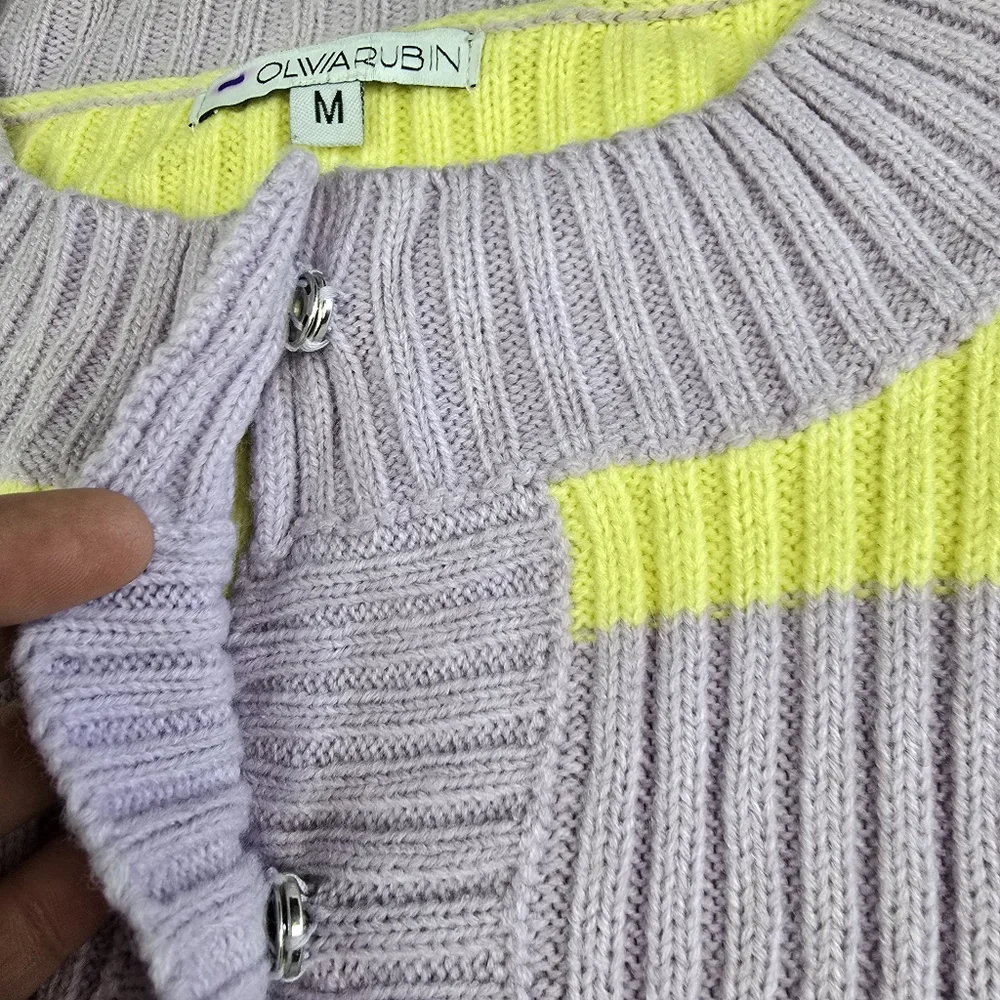 Olivia Rubin RARE Dee Striped Knitted Cardigan Jewel Button Medium